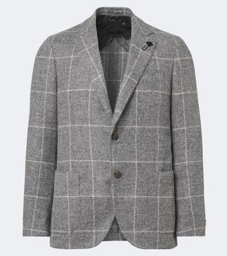 Lardini Checked alpaca and wool-blend blazer
