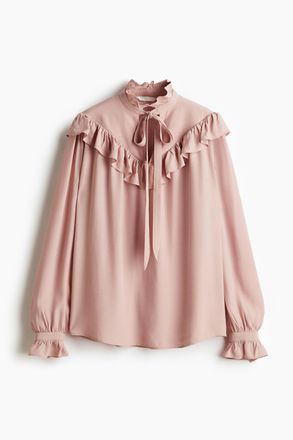 H&M Bluse mit Volants - Puderrosa