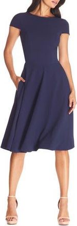 Dress The Population Livia Fit & Flare Dress in Midnight at Nordstrom Rack, Size Xx-Small