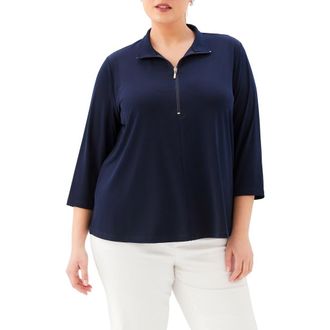 Karen Kane Half Zip Travel Jersey Top in Navy at Nordstrom, Size 1 X
