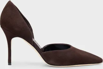 Manolo Blahnik 50mm Maren Suede Pointed-Toe Pumps