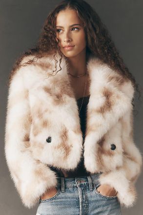 Avec Les Filles Faux Fur Crop Jacket