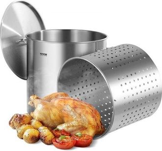OEM Olla Grande De Acero Inoxidable 94,6 L, Olla Para Salsa Con Canasta, Tapa Y Asa, Olla Comercial Resistente, Tratamiento De Lijado, Para Eventos De Gru