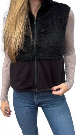 bobi Mixed Zip Up Vest In Black