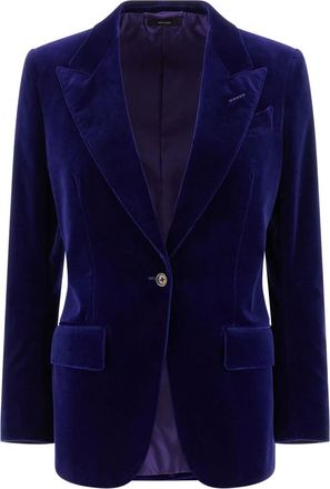 Tom Ford Dames, Jassen, Blauw, Maat: XS Leer