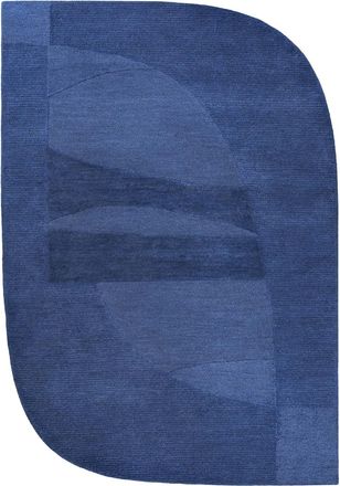 Wecon Home Alfombra tuftada a mano de pura lana azul 70x140