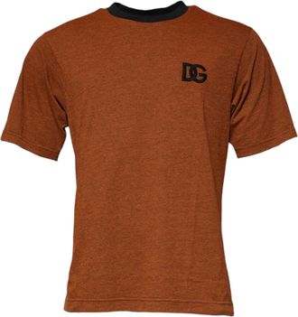 Dolce & Gabbana Brown DG Logo Polyester Crew Neck Mens T-shirt