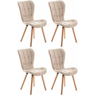 Clp Clp - Set De 4 Sillas De Comedor Elda Tapizadas En Tela Crema