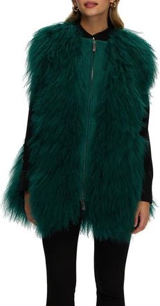 Gorski Genuine Shearling Zip Long Vest in Forest Green at Nordstrom, Size X-Small