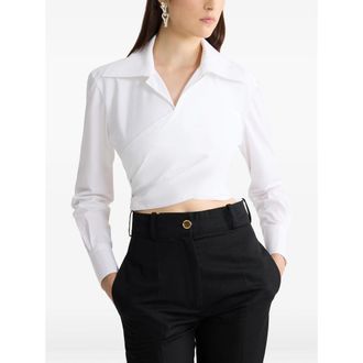 Patou Knotted Cotton Blouse - White