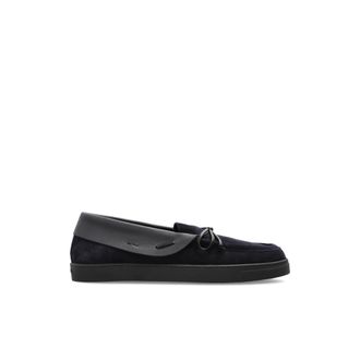 Giorgio Armani Loafers, male, Blue, Size: 9 1/2 US Suede Loafers