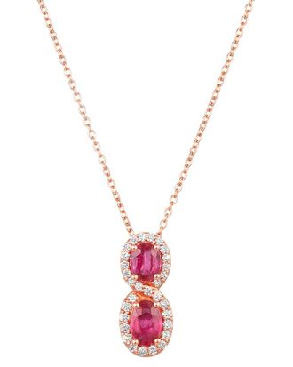Le Vian Precious 14K Rose Gold 1.06 Ct. Tw. Diamond & Ruby Pendant Necklace