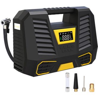 OEM Compresor De Aire Port&aacute;til, Inflador De Neum&aacute;ticos, Bomba De Aire Digital Port&aacute;til Para Neum&aacute;ticos De Coche Con 3 Adaptadores De Boquilla, 12 V, Luz L