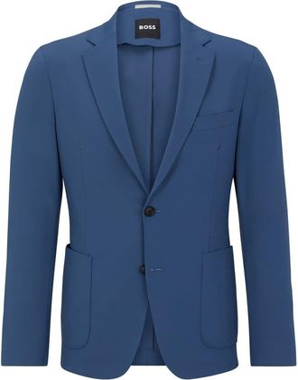 HUGO BOSS Mens Solid Patterned Notch Collared Blazer in Open Blue - Size 36 (Chest)