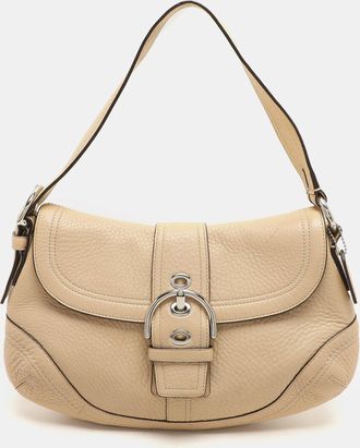 Coach Light Beige Leather C Soho Shoulder Bag