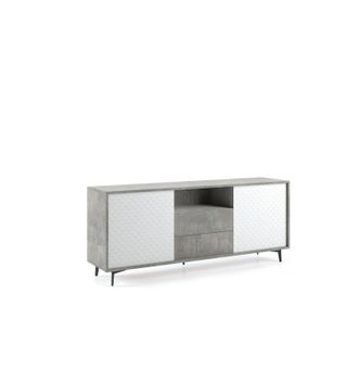 OEM Aparador Con Estructura De Roble Y Puertas Blancas Dama Apertura Push 2 Cajones De Roble Con Puertas Blancas Dama