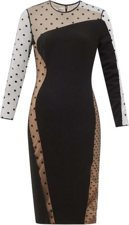 Stella McCartney Black Cady & Dotted Tulle Dress Size S