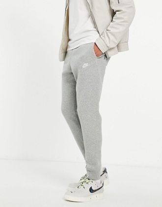 Nike Club cuffed sweatpants in gray heather