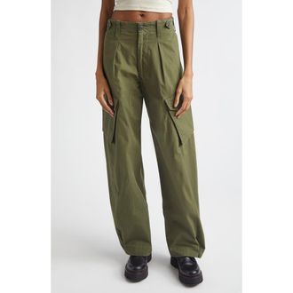 R13 Pleated Barrel Leg Cargo Pants in Olive Green at Nordstrom, Size X-Small