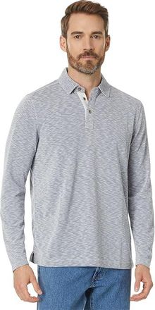 Johnston & Murphy Vintage Slub Long-Sleeve Polo Mens Short Sleeve Knit Indigo : SM, Modal/Polyester