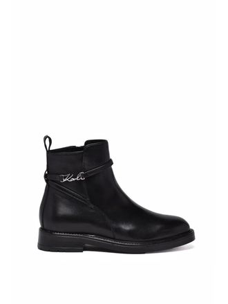 Karl Lagerfeld Black Leather Zip Ankle Boots