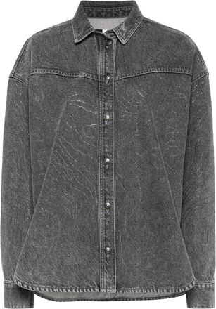 Rotate rhinestone-embellished denim shirt - women - Organic Cotton - 32 - Grey