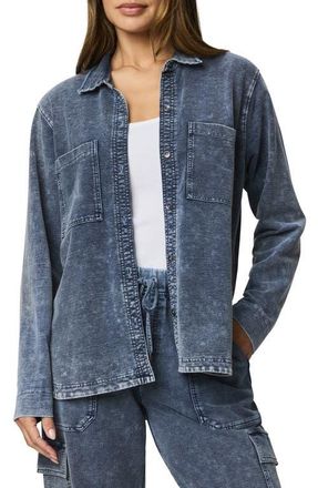 Splendid Gwen Indigo Terry Button-Up Shirt in Indigo Blue at Nordstrom, Size X-Small