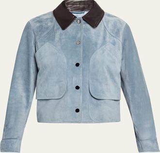 Veronica Beard Walters Cropped Suede Jacket