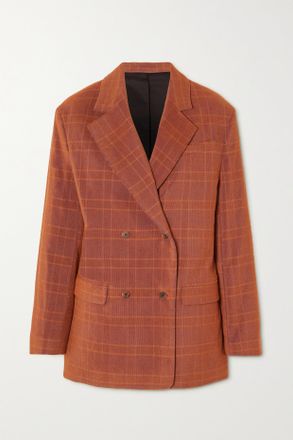 Alexander McQueen Blazer A Doppiopetto In Velluto A Coste A Scacchi Biosis - Arancione
