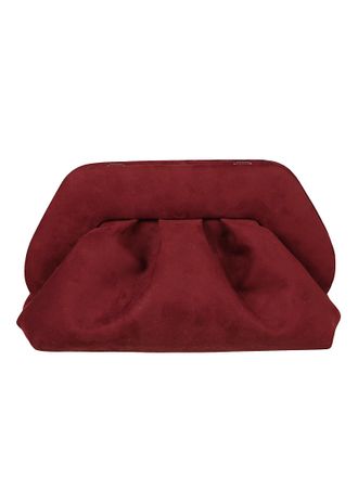 Themoir&egrave; Ruched Burgundy Suede Clutch Bag With Structured Frame