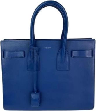 Saint Laurent Pre-owned Tote Bag - Dames - Vintage Shopper - Blauw - ONE Size - Leer - Vintage