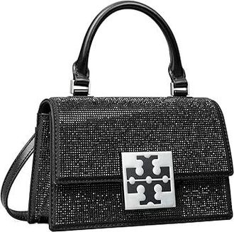 Tory Burch Bon Bon Embellished Mini Top-Handle Bag Cross Body Womens Handbags Black, Leather/Nylon