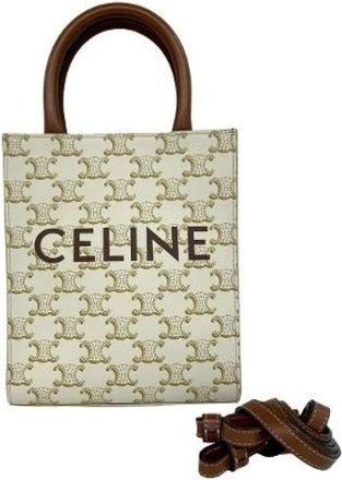 Celine Pre-owned Mini Vertical Cabas Leather 2way Bag - Dames - Vintage Mini Tas - Beige - ONE Size - Leer - Vintage