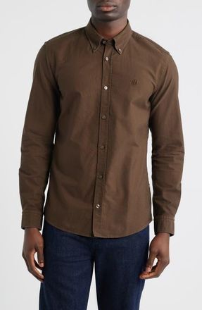 BOSS Roan Slim Fit Solid Cotton Button-Down Shirt in Open Green at Nordstrom, Size Xx-Large