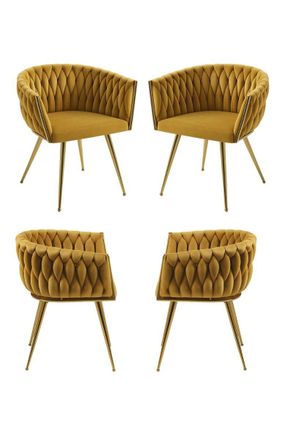 Regalos Miguel Packs Sillas Comedor - Pack 4 Sillas Widny Golden Terciopelo - Mostaza