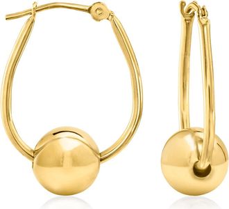 Ross-Simons 14kt Yellow Gold Bead Hoop Earrings