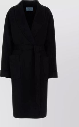 Prada wool blend coat belted waist