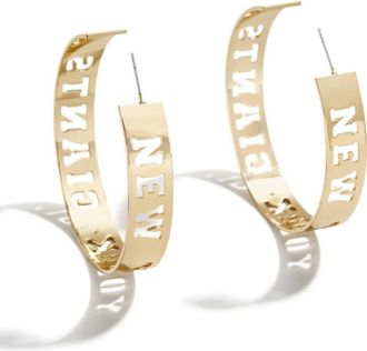WEAR by Erin Andrews x Baublebar Gold New York Giants Large Cutout Hoop Earrings at Nordstrom