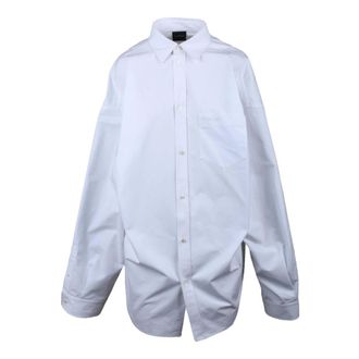 Balenciaga Overhemden, Dames, Wit, S, Katoen, Camicia Over Asimmetrica