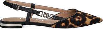 Guess Co leopard print buckle ballet flats - women - Calf Leather/Polyurethane/Fabric/Rubber - 40 - Brown