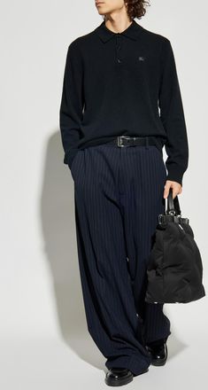 Burberry Cashmere Polo, Mens, Black