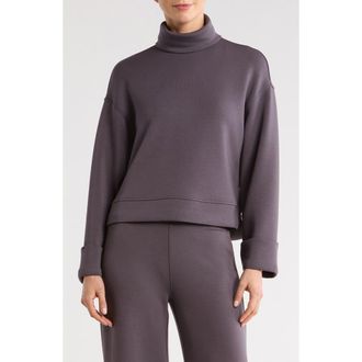 Spanx Cuffed Sleeve Crop Turtleneck Sweatshirt in Storm at Nordstrom Rack, Size X-Large