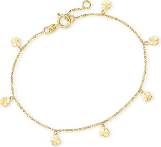 RS Pure by Ross-Simons Italian 14kt Yellow Gold Clover Station Bracelet