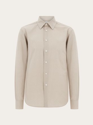 Ferragamo Men Micro-patterned shirt Beige