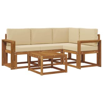 vidaXL Conjunto De Sof&aacute;s De Exterior Con Coj&iacute;n 5 Pcs Natural Y Beige Vidaxl