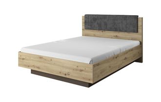 AKL FURNITURE Cama efecto madera Gris 160x200