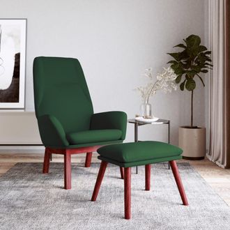 vidaXL Sill&oacute;n De Relax Con Taburete Tela Verde Oscuro Vidaxl