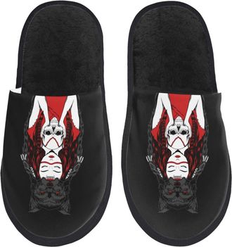 Generic Plush Fluffy Slipper Native With Wolf Head House Slipper Lightweight Ladies Slippers for Travel Hotels Ladies M