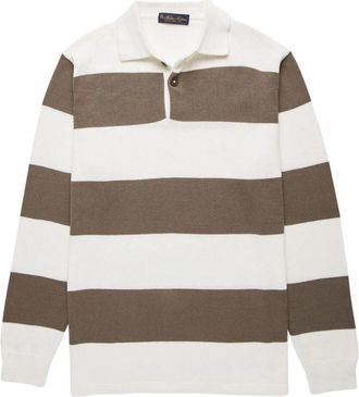Brooks Brothers Gestreept katoenen poloshirt - Heren - Polos - Grijs - XL - Katoen - Tops