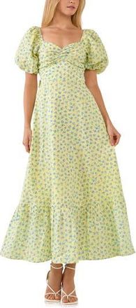 Free the Roses Floral Print Cotton Maxi Dress in Yellow Multi at Nordstrom Rack, Size Large